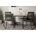 Holmbecki kohviku teras laud– must / ristkülikukujuline 55*70*74 + Bois söögitoolid teras – must / tumehall köis _2