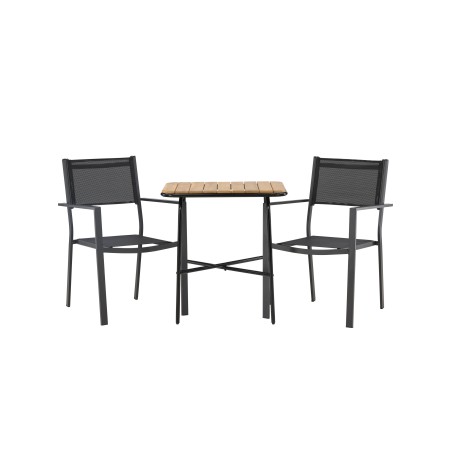 Holmbeck Cafetable Steel - must / ristkülikukujuline 55*70*74 + Copacabana virnastatav tool - must/must -2