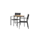 Holmbeck Cafetable Steel - must / ristkülikukujuline 55*70*74 + Copacabana virnastatav tool - must/must -2