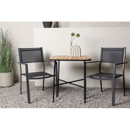 Holmbeck Cafetable Steel - must / ristkülikukujuline 55*70*74 + Copacabana virnastatav tool - must/must -2