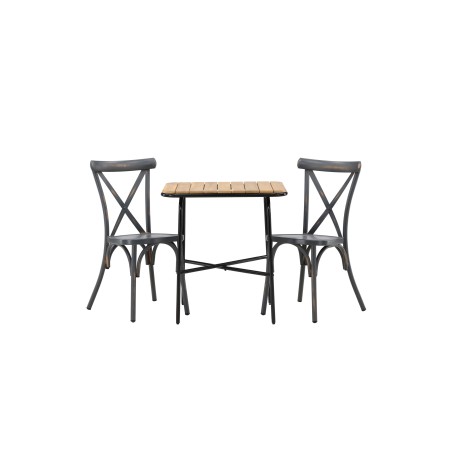 Holmbeck Cafetable Steel - must / ristkülikukujuline 55*70*74 + Tablas söögitoolid alumiinium - must / 2