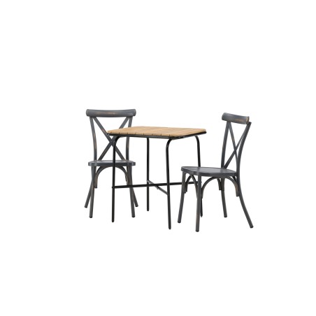 Holmbeck Cafetable Steel - must / ristkülikukujuline 55*70*74 + Tablas söögitoolid alumiinium - must / 2