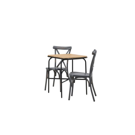 Holmbeck Cafetable Steel - must / ristkülikukujuline 55*70*74 + Tablas söögitoolid alumiinium - must / 2