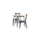 Holmbeck Cafetable Steel - must / ristkülikukujuline 55*70*74 + Tablas söögitoolid alumiinium - must / 2