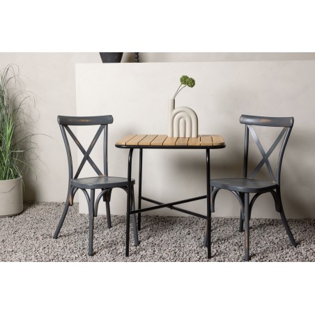 Holmbeck Cafetable Steel - must / ristkülikukujuline 55*70*74 + Tablas söögitoolid alumiinium - must / 2