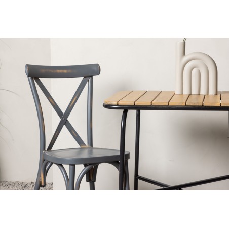 Holmbeck Cafetable Steel - must / ristkülikukujuline 55*70*74 + Tablas söögitoolid alumiinium - must / 2