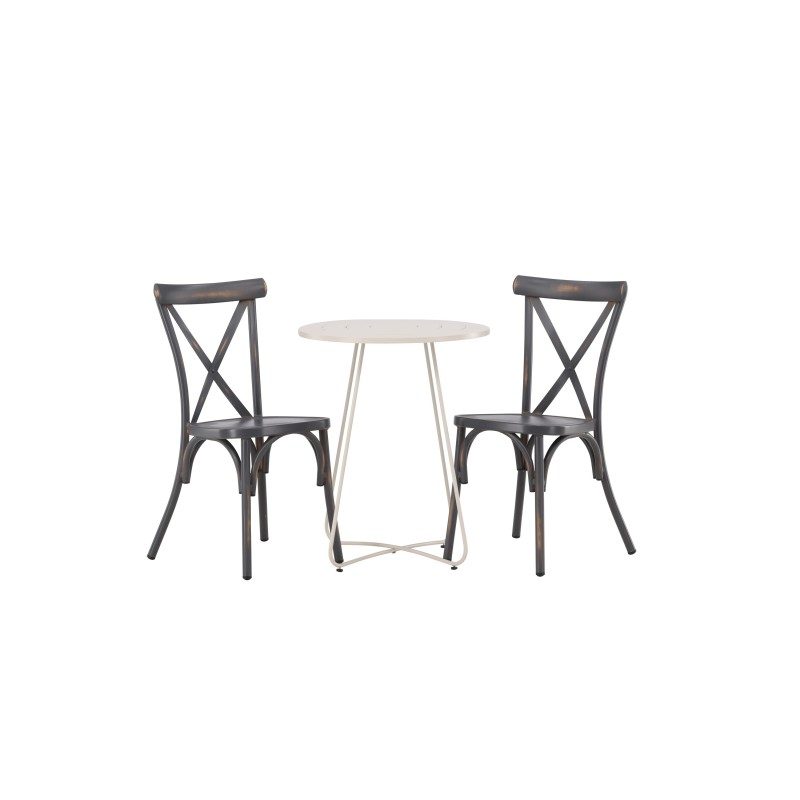 Bacong Cafetable Steel - beež / ümmargune ø60** + Tablas söögitool alumiinium - must / _2