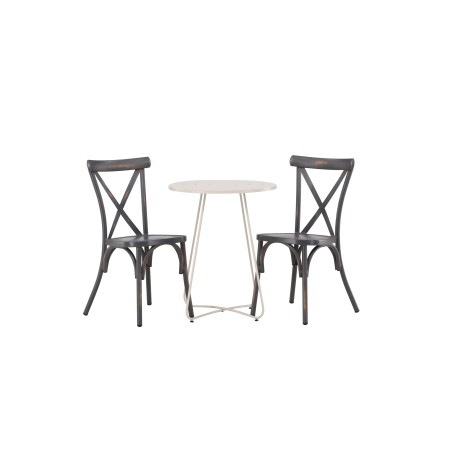 Bacong Cafetable Steel - beež / ümmargune ø60** + Tablas söögitool alumiinium - must / _2