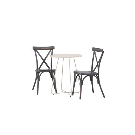 Bacong Cafetable Steel - beež / ümmargune ø60** + Tablas söögitool alumiinium - must / _2