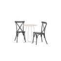 Bacong Cafetable Steel - beež / ümmargune ø60** + Tablas söögitool alumiinium - must / _2