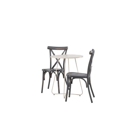 Bacong Cafetable Steel - beež / ümmargune ø60** + Tablas söögitool alumiinium - must / _2