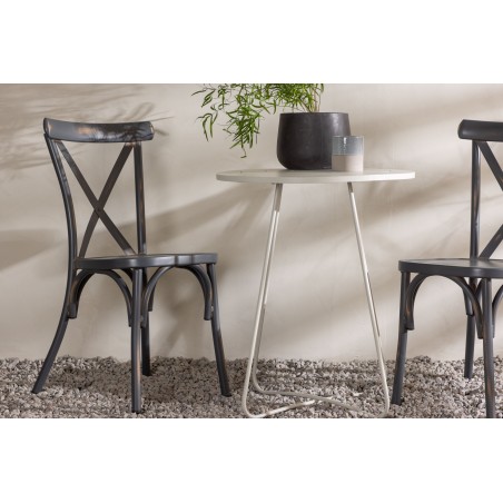 Bacong Cafetable Steel - beež / ümmargune ø60** + Tablas söögitool alumiinium - must / _2