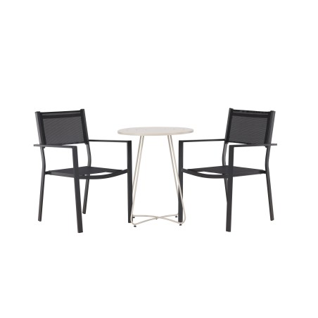 Bacong Cafetable Steel - beež / ümmargune ø60** + Copacabana virnastatav tool - must/must - 2