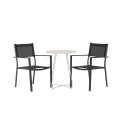 Bacong Cafetable Steel - beež / ümmargune ø60** + Copacabana virnastatav tool - must/must - 2