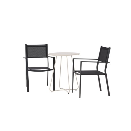 Bacong Cafetable Steel - beež / ümmargune ø60** + Copacabana virnastatav tool - must/must - 2