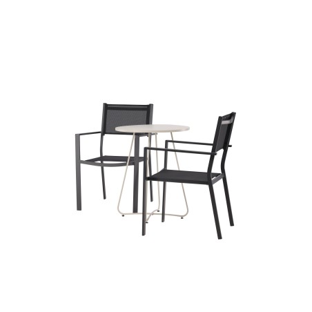 Bacong Cafetable Steel - beež / ümmargune ø60** + Copacabana virnastatav tool - must/must - 2
