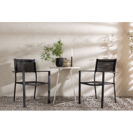 Bacong Cafetable Steel - beež / ümmargune ø60** + Copacabana virnastatav tool - must/must - 2
