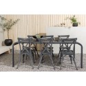 Borneo söögilaud alumiinium - must / ristkülikukujuline 100*200* + Alumiinium söögitool Tablas - must / _6tk