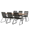 Holmbeck söögilaud teras – must / ristkülikukujuline 90*200*75 + Bois söögitoolid teras – must / tumehall köis _6
