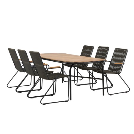 Holmbeck söögilaud teras – must / ristkülikukujuline 90*200*75 + Bois söögitoolid teras – must / tumehall köis _6