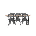 Holmbeck söögilaud teras - must / ristkülikukujuline 90*200*75 + Alumiinium söögitool Tablas - must / 6tk