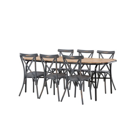 Holmbeck söögilaud teras - must / ristkülikukujuline 90*200*75 + Alumiinium söögitool Tablas - must / 6tk