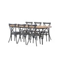 Holmbeck söögilaud teras - must / ristkülikukujuline 90*200*75 + Alumiinium söögitool Tablas - must / 6tk