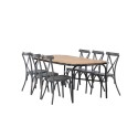 Holmbeck söögilaud teras - must / ristkülikukujuline 90*200*75 + Alumiinium söögitool Tablas - must / 6tk