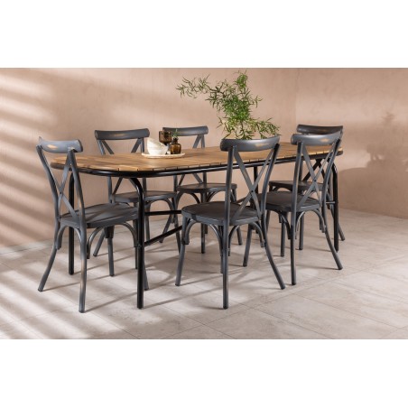 Holmbeck söögilaud teras - must / ristkülikukujuline 90*200*75 + Alumiinium söögitool Tablas - must / 6tk