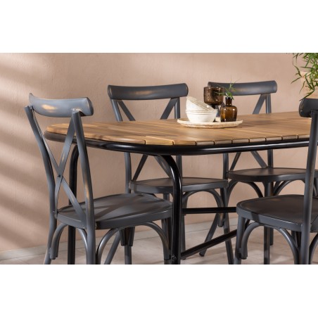 Holmbeck söögilaud teras - must / ristkülikukujuline 90*200*75 + Alumiinium söögitool Tablas - must / 6tk