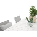 Marbella söögilaud 160/240*100*H75 – Copacabana – virnastatav tool – valge alumiinium