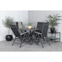 Alma söögilaud - Must Alu - ø120cm+Albany Light 5-pos - must / Must tekstiilist ja hall teak_4