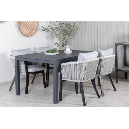 Marbella laud 160/240 – must/must+Virya söögitool – MUST Alu/hall padi _4