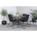 Alma söögilaud - Must Alu - ø120cm+Bois Tugitool - Must Alu / Must Köis / Acacia_4