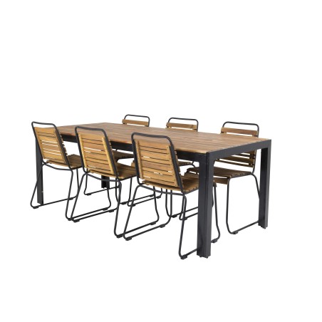 Bois söögilaud 200*100cm - mustad jalad / akaatsia + Bois söögitool - must Al