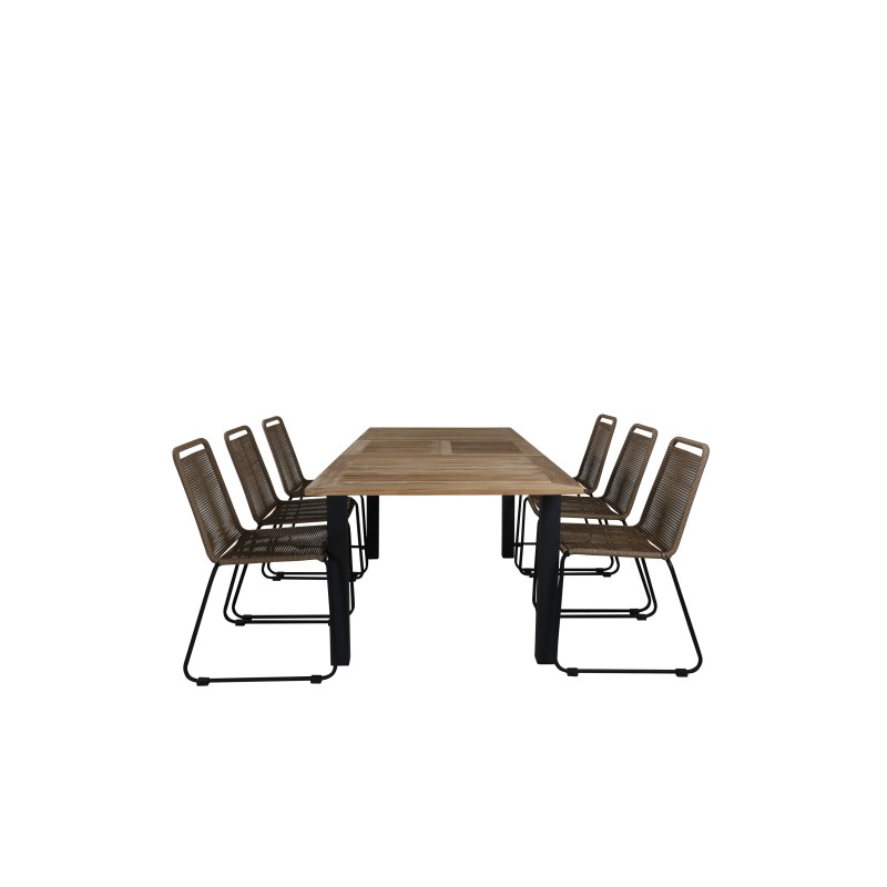 Panama laud 152/210 – Must/Teak+Lindos virnastamistool – Must Alu / Latte Rope_6