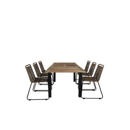 Panama laud 152/210 – Must/Teak+Lindos virnastamistool – Must Alu / Latte Rope_6