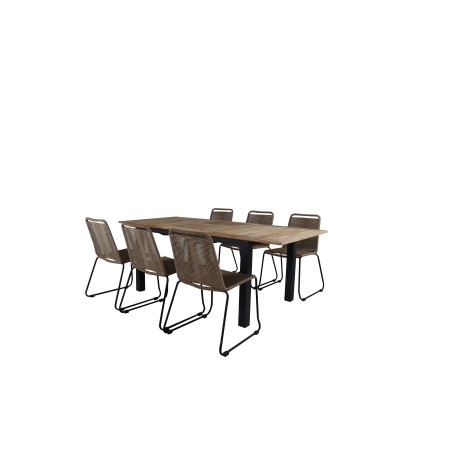 Panama laud 152/210 – Must/Teak+Lindos virnastamistool – Must Alu / Latte Rope_6