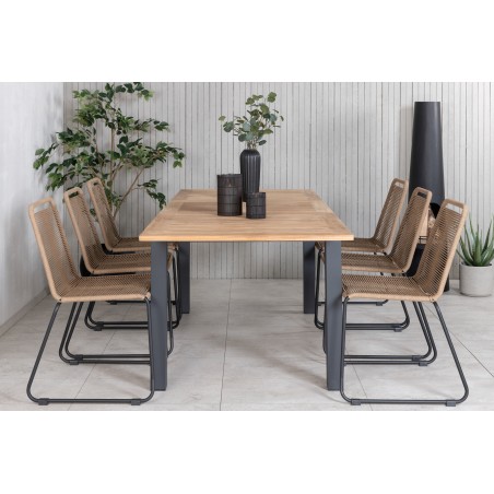 Panama laud 152/210 – Must/Teak+Lindos virnastamistool – Must Alu / Latte Rope_6