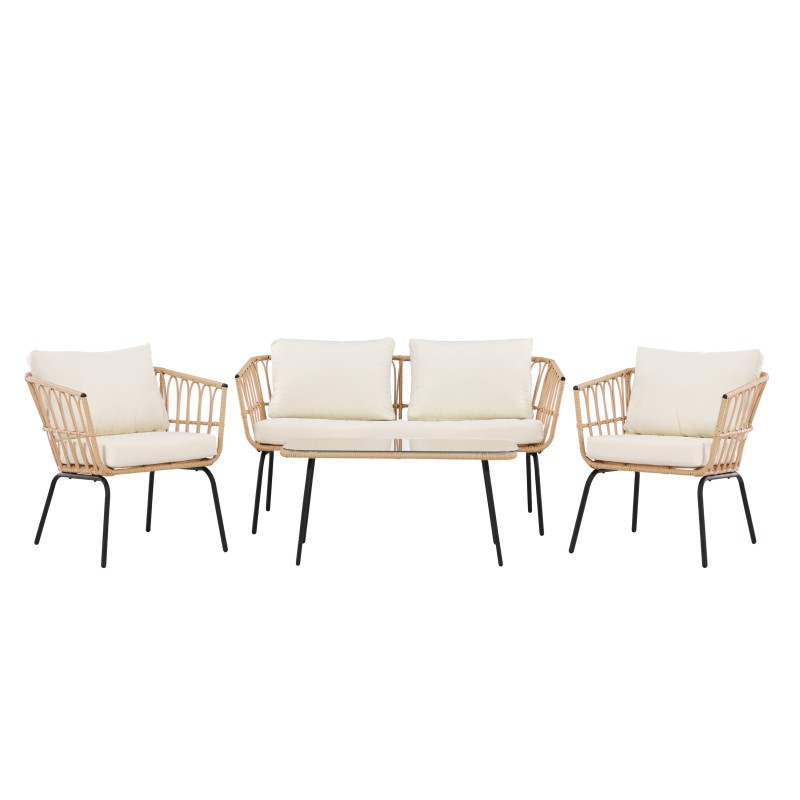 Ortigia Lounge Set aiamööbli komplekt- must / Looduslik rotang