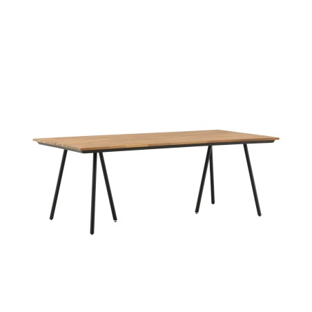 Chan söögilaud - must teras / akaatsia (tiikpuu välimus) - 200 cm