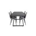 Inca Extentiontable – must top / mustad jalad+Polar söögitool – mustad jalad / helehall samet 4