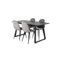 Inca Extentiontable – must top / mustad jalad+Polar söögitool – mustad jalad / helehall samet 4