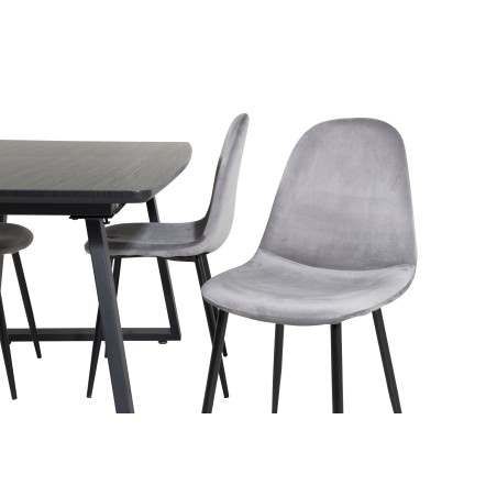 Inca Extentiontable – must top / mustad jalad+Polar söögitool – mustad jalad / helehall samet 4