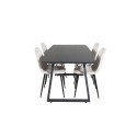 Inca Extentiontable - must top / mustad jalad + Polari söögitool - mustad jalad / beež Velvet_4