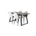 Inca Extentiontable - must top / mustad jalad + Polari söögitool - mustad jalad / beež Velvet_4