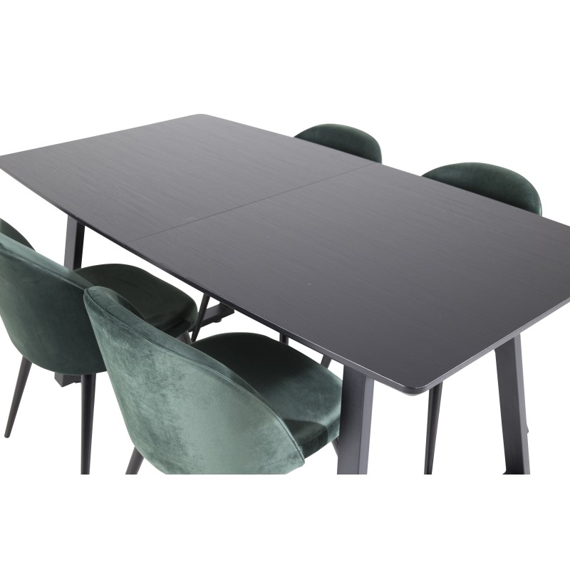 Inca Extentiontable - must top / must jalad + samet söögitool - roheline / must_4