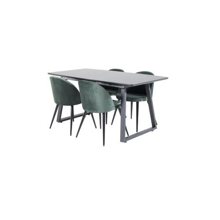 Inca Extentiontable - must top / must jalad + samet söögitool - roheline / must_4