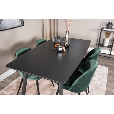 Inca Extentiontable - must top / must jalad + samet söögitool - roheline / must_4