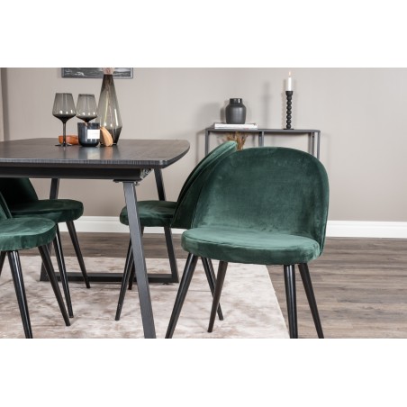 Inca Extentiontable - must top / must jalad + samet söögitool - roheline / must_4